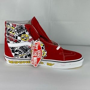 Vans X Mooneyes Sk8-Hi Formula One Red/White Sneakers Size Men 7.5 WM 9